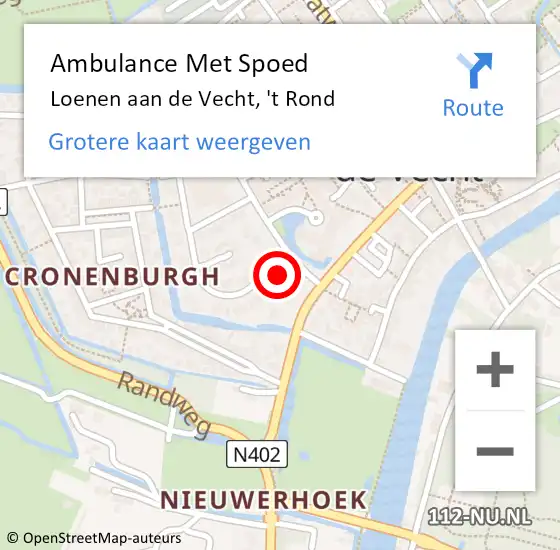 Locatie op kaart van de 112 melding: Ambulance Met Spoed Naar Loenen aan de Vecht, 't Rond op 10 juni 2016 11:44