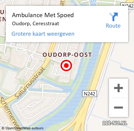 Locatie op kaart van de 112 melding: Ambulance Met Spoed Naar Oudorp, Ceresstraat op 17 december 2013 18:30