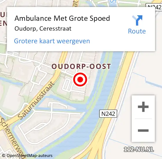 Locatie op kaart van de 112 melding: Ambulance Met Grote Spoed Naar Oudorp, Ceresstraat op 17 december 2013 18:31