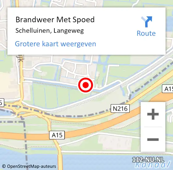 Locatie op kaart van de 112 melding: Brandweer Met Spoed Naar Schelluinen, Langeweg op 10 juni 2016 12:35