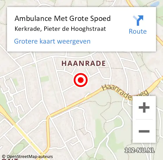 Locatie op kaart van de 112 melding: Ambulance Met Grote Spoed Naar Kerkrade, Pieter de Hooghstraat op 17 december 2013 18:33