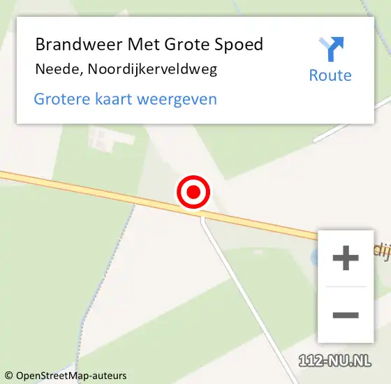 Locatie op kaart van de 112 melding: Brandweer Met Grote Spoed Naar Neede, Noordijkerveldweg op 10 juni 2016 13:07