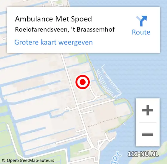 Locatie op kaart van de 112 melding: Ambulance Met Spoed Naar Roelofarendsveen, 't Braassemhof op 10 juni 2016 13:10