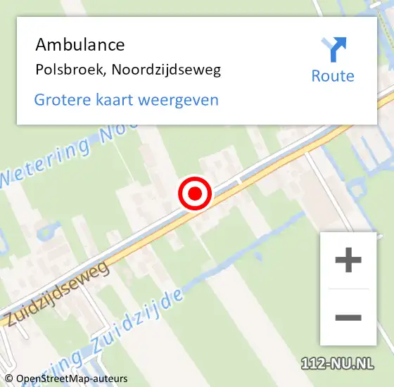 Locatie op kaart van de 112 melding: Ambulance Polsbroek, Noordzijdseweg op 10 juni 2016 13:21