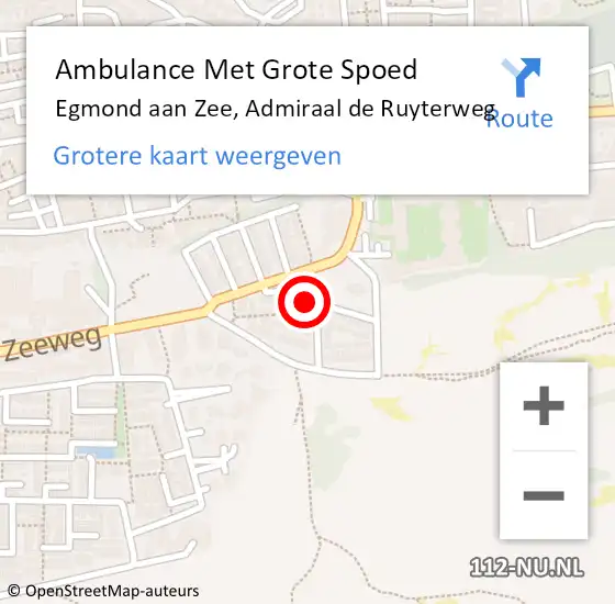 Locatie op kaart van de 112 melding: Ambulance Met Grote Spoed Naar Egmond aan Zee, Admiraal de Ruyterweg op 10 juni 2016 13:24