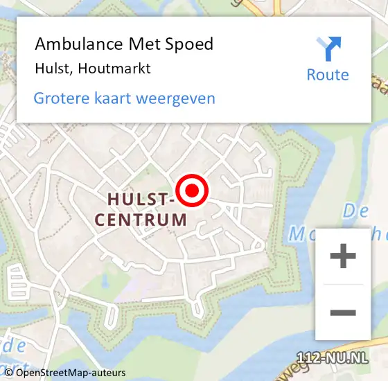 Locatie op kaart van de 112 melding: Ambulance Met Spoed Naar Hulst, Houtmarkt op 10 juni 2016 13:32