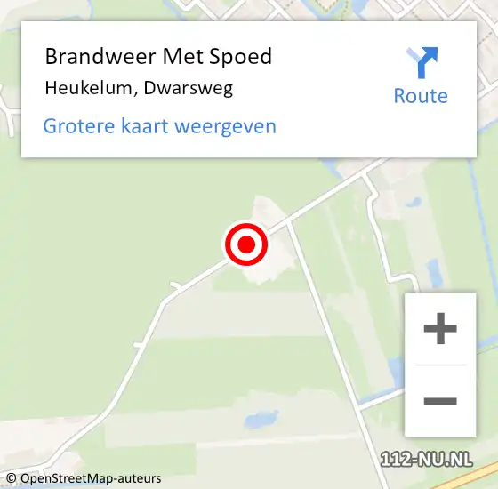 Locatie op kaart van de 112 melding: Brandweer Met Spoed Naar Heukelum, Dwarsweg op 10 juni 2016 13:43