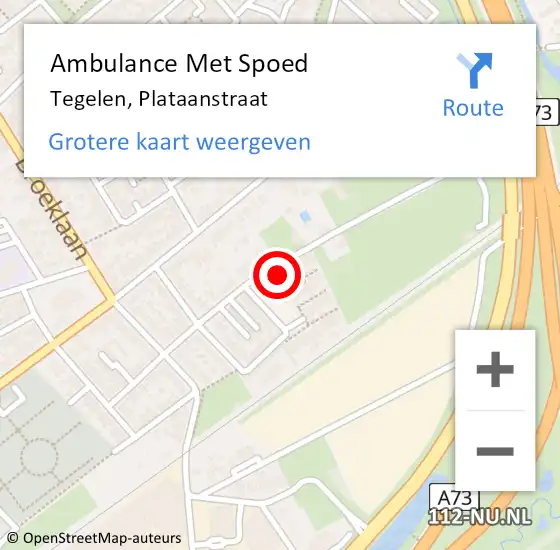 Locatie op kaart van de 112 melding: Ambulance Met Spoed Naar Tegelen, Plataanstraat op 17 december 2013 18:52