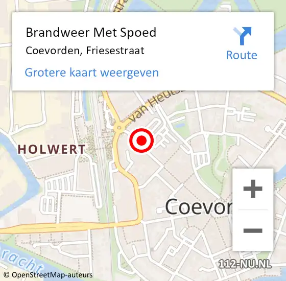 Locatie op kaart van de 112 melding: Brandweer Met Spoed Naar Coevorden, Friesestraat op 10 juni 2016 15:41