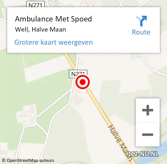 Locatie op kaart van de 112 melding: Ambulance Met Spoed Naar Well, Halve Maan op 17 december 2013 18:55