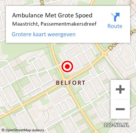 Locatie op kaart van de 112 melding: Ambulance Met Grote Spoed Naar Maastricht, Passementmakersdreef op 17 december 2013 18:55