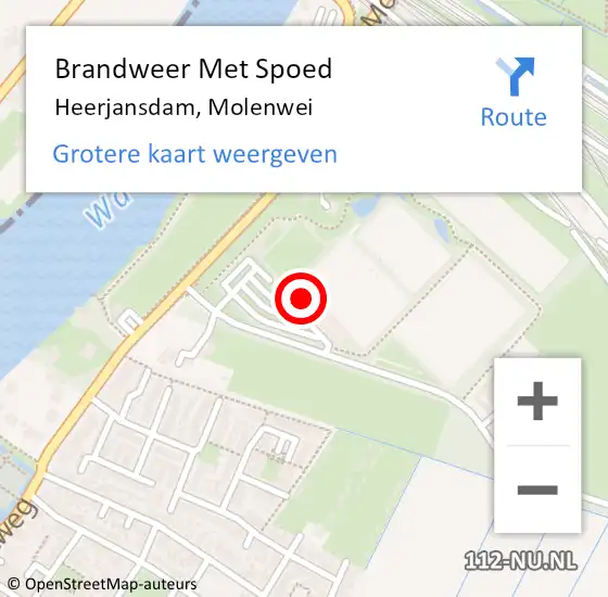 Locatie op kaart van de 112 melding: Brandweer Met Spoed Naar Heerjansdam, Molenwei op 10 juni 2016 15:56