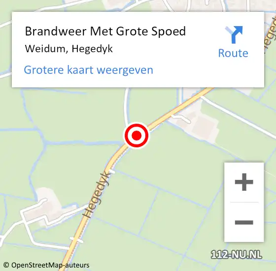 Locatie op kaart van de 112 melding: Brandweer Met Grote Spoed Naar Weidum, Hegedyk op 10 juni 2016 16:03