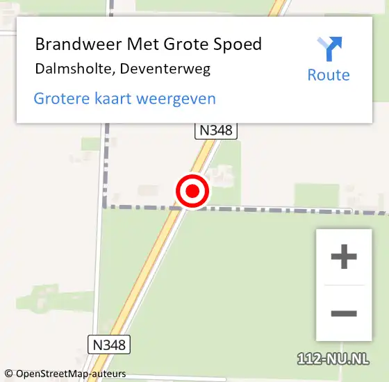 Locatie op kaart van de 112 melding: Brandweer Met Grote Spoed Naar Dalmsholte, Deventerweg op 10 juni 2016 17:41