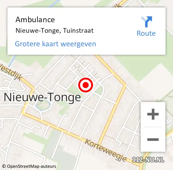 Locatie op kaart van de 112 melding: Ambulance Nieuwe-Tonge, Tuinstraat op 10 juni 2016 18:45