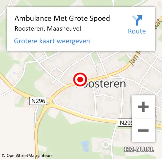 Locatie op kaart van de 112 melding: Ambulance Met Grote Spoed Naar Roosteren, Maasheuvel op 10 juni 2016 18:46