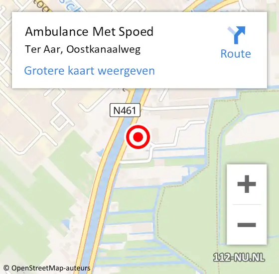 Locatie op kaart van de 112 melding: Ambulance Met Spoed Naar Ter Aar, Oostkanaalweg op 10 juni 2016 18:47