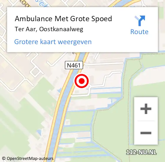 Locatie op kaart van de 112 melding: Ambulance Met Grote Spoed Naar Ter Aar, Oostkanaalweg op 10 juni 2016 19:14