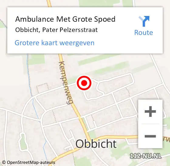 Locatie op kaart van de 112 melding: Ambulance Met Grote Spoed Naar Obbicht, Pater Pelzersstraat op 17 december 2013 19:26