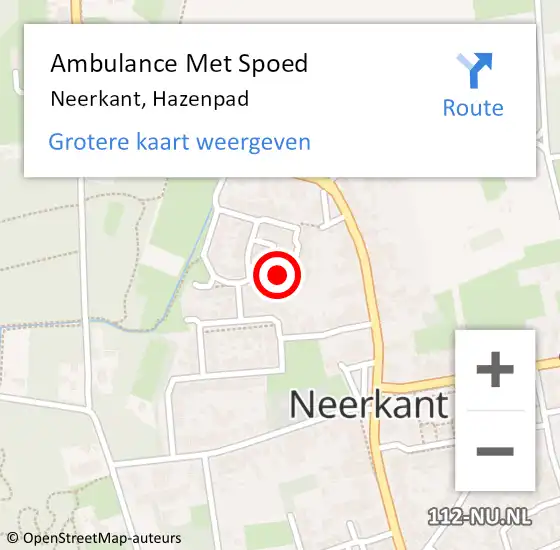 Locatie op kaart van de 112 melding: Ambulance Met Spoed Naar Neerkant, Hazenpad op 10 juni 2016 20:40