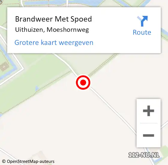 Locatie op kaart van de 112 melding: Brandweer Met Spoed Naar Uithuizen, Moeshornweg op 10 juni 2016 20:58