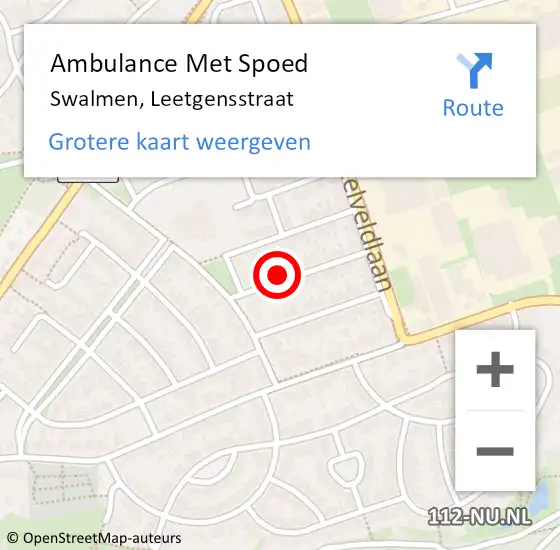 Locatie op kaart van de 112 melding: Ambulance Met Spoed Naar Swalmen, Leetgensstraat op 10 juni 2016 21:00