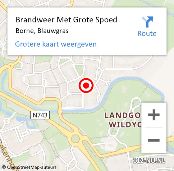 Locatie op kaart van de 112 melding: Brandweer Met Grote Spoed Naar Borne, Blauwgras op 10 juni 2016 21:20