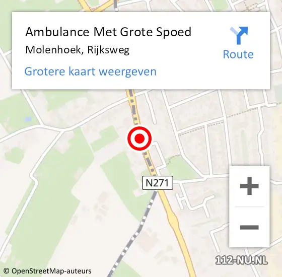 Locatie op kaart van de 112 melding: Ambulance Met Grote Spoed Naar Molenhoek, Rijksweg op 10 juni 2016 22:18