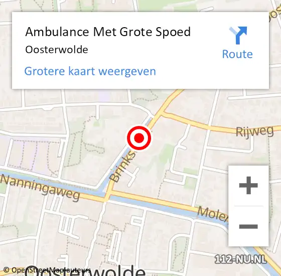 Locatie op kaart van de 112 melding: Ambulance Met Grote Spoed Naar Oosterwolde op 10 juni 2016 23:17