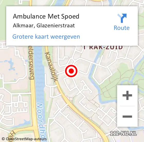 Locatie op kaart van de 112 melding: Ambulance Met Spoed Naar Alkmaar, Glazenierstraat op 10 juni 2016 23:59