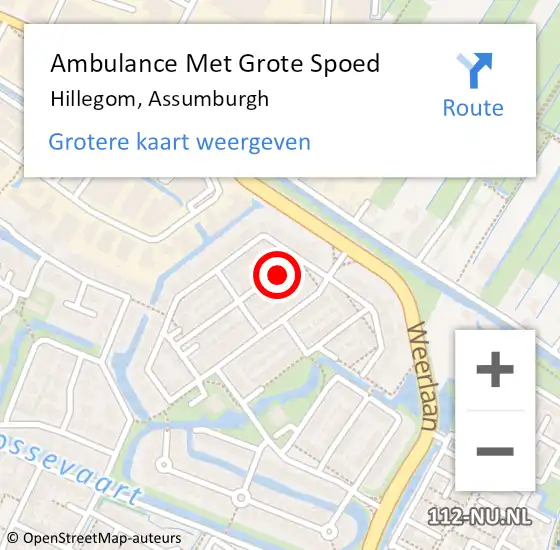 Locatie op kaart van de 112 melding: Ambulance Met Grote Spoed Naar Hillegom, Assumburgh op 11 juni 2016 00:48