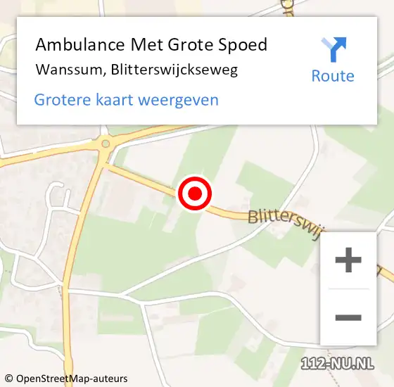 Locatie op kaart van de 112 melding: Ambulance Met Grote Spoed Naar Wanssum, Blitterswijckseweg op 11 juni 2016 01:24