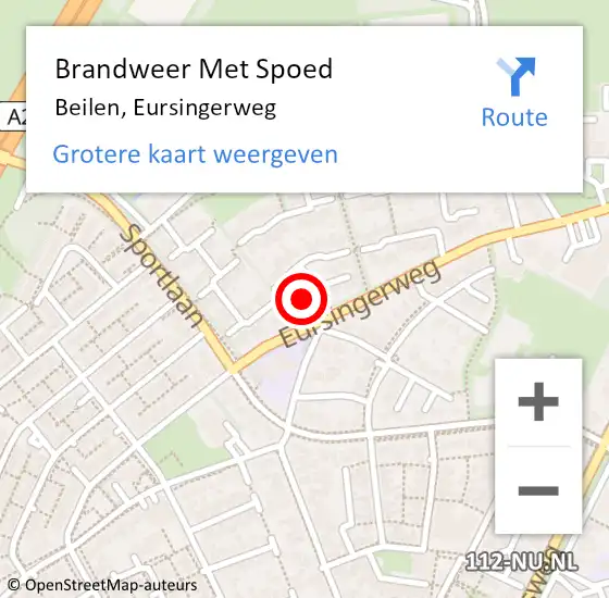 Locatie op kaart van de 112 melding: Brandweer Met Spoed Naar Beilen, Eursingerweg op 11 juni 2016 04:13