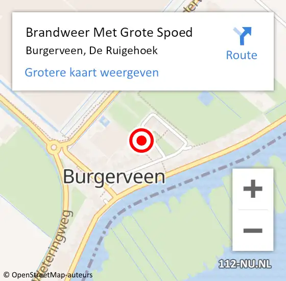 Locatie op kaart van de 112 melding: Brandweer Met Grote Spoed Naar Burgerveen, De Ruigehoek op 11 juni 2016 05:28