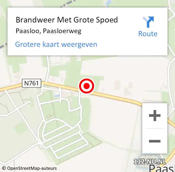 Locatie op kaart van de 112 melding: Brandweer Met Grote Spoed Naar Paasloo, Paasloerweg op 11 juni 2016 07:06