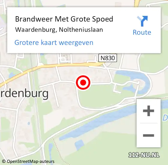 Locatie op kaart van de 112 melding: Brandweer Met Grote Spoed Naar Waardenburg, Noltheniuslaan op 11 juni 2016 07:08