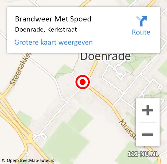 Locatie op kaart van de 112 melding: Brandweer Met Spoed Naar Doenrade, Kerkstraat op 11 juni 2016 08:33