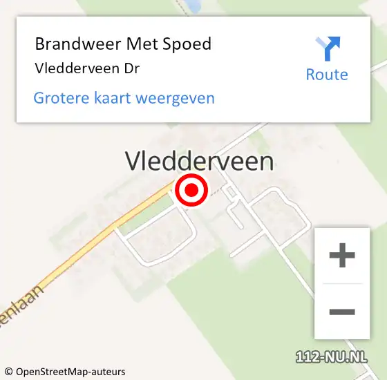 Locatie op kaart van de 112 melding: Brandweer Met Spoed Naar Vledderveen Dr op 11 juni 2016 08:58