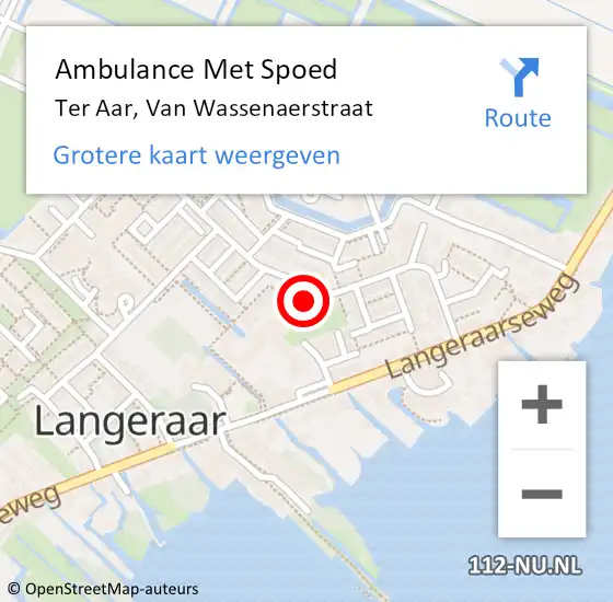 Locatie op kaart van de 112 melding: Ambulance Met Spoed Naar Ter Aar, Van Wassenaerstraat op 11 juni 2016 09:09