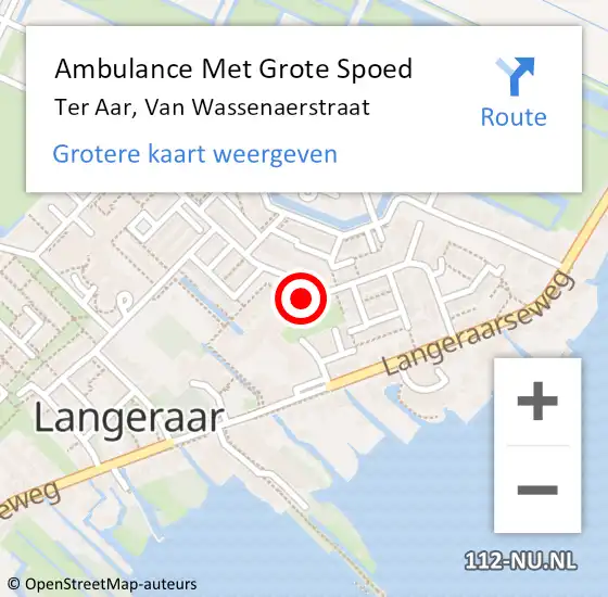 Locatie op kaart van de 112 melding: Ambulance Met Grote Spoed Naar Ter Aar, Van Wassenaerstraat op 11 juni 2016 09:12