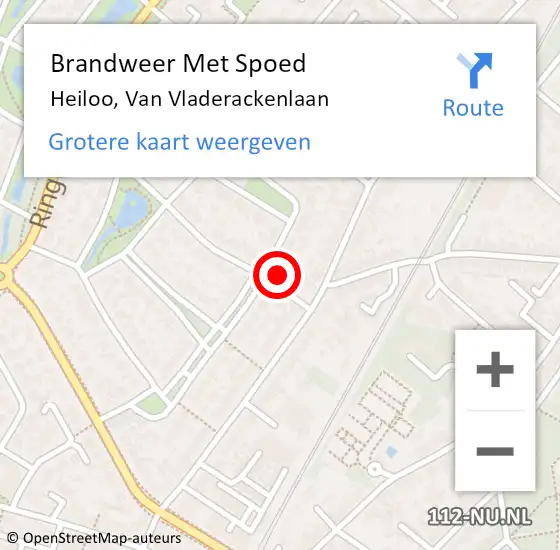 Locatie op kaart van de 112 melding: Brandweer Met Spoed Naar Heiloo, Van Vladerackenlaan op 11 juni 2016 10:26