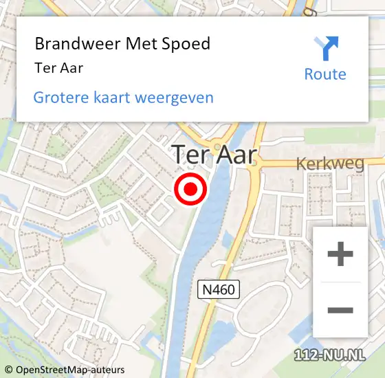 Locatie op kaart van de 112 melding: Brandweer Met Spoed Naar Ter Aar op 11 juni 2016 10:30