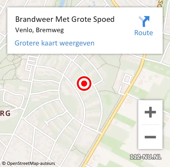 Locatie op kaart van de 112 melding: Brandweer Met Grote Spoed Naar Venlo, Bremweg op 11 juni 2016 12:18