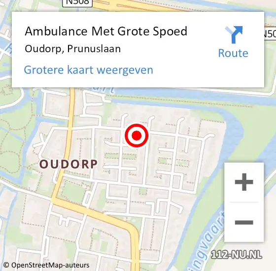 Locatie op kaart van de 112 melding: Ambulance Met Grote Spoed Naar Oudorp, Prunuslaan op 17 december 2013 20:55