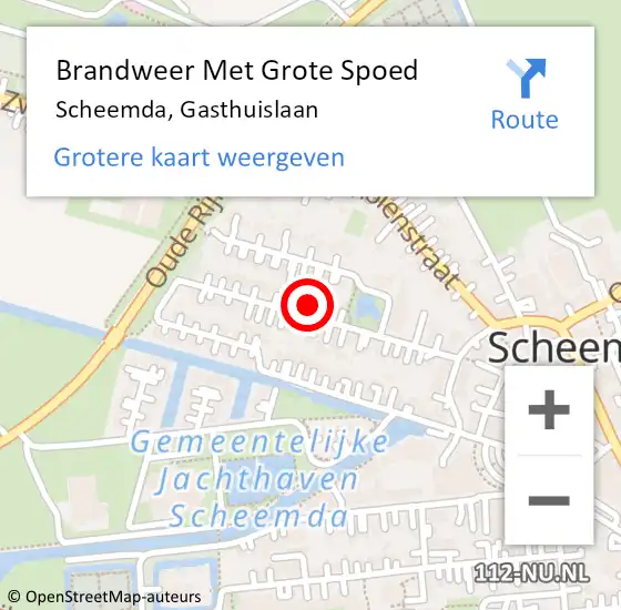 Locatie op kaart van de 112 melding: Brandweer Met Grote Spoed Naar Scheemda, Gasthuislaan op 11 juni 2016 15:17