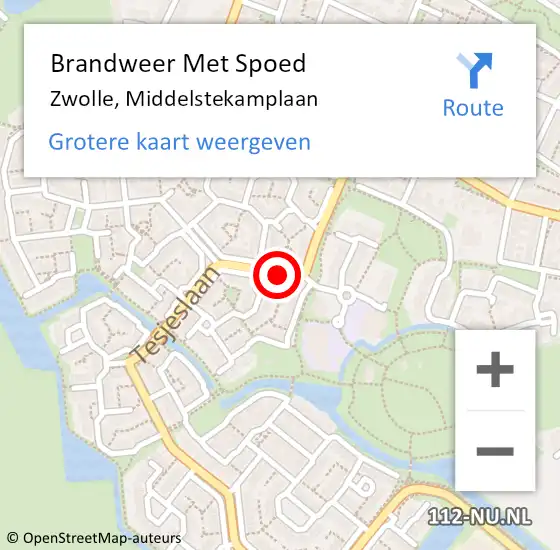 Locatie op kaart van de 112 melding: Brandweer Met Spoed Naar Zwolle, Middelstekamplaan op 17 december 2013 21:14