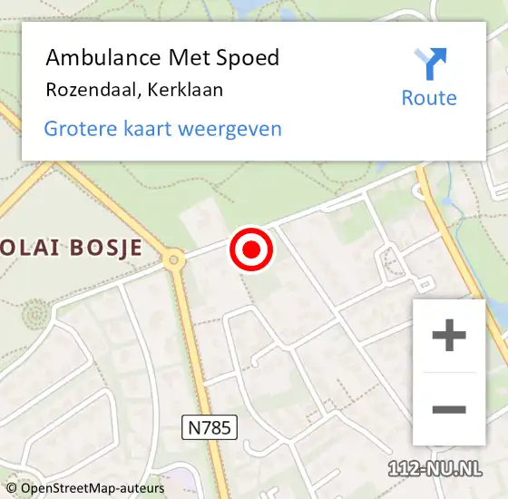 Locatie op kaart van de 112 melding: Ambulance Met Spoed Naar Rozendaal, Kerklaan op 11 juni 2016 15:58