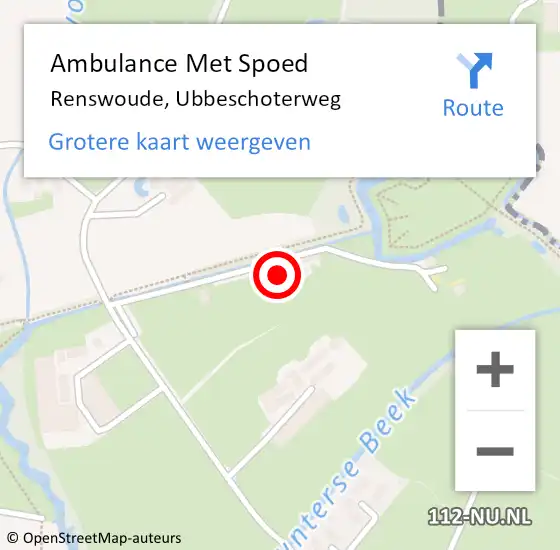 Locatie op kaart van de 112 melding: Ambulance Met Spoed Naar Renswoude, Ubbeschoterweg op 11 juni 2016 16:02