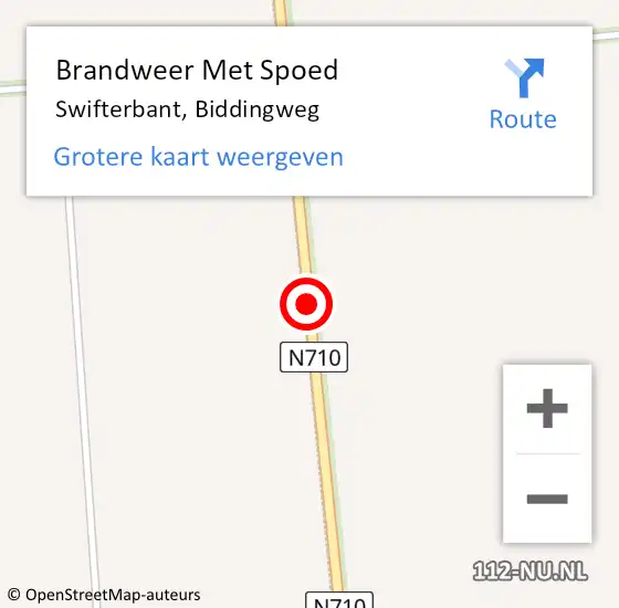Locatie op kaart van de 112 melding: Brandweer Met Spoed Naar Swifterbant, Biddingweg op 11 juni 2016 16:25
