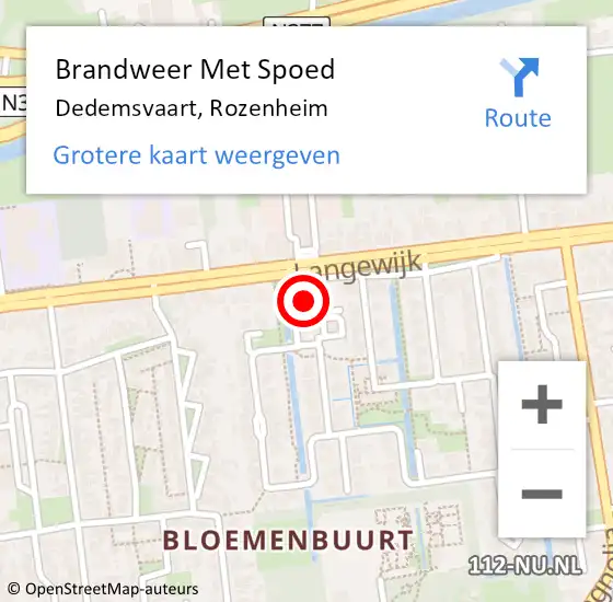 Locatie op kaart van de 112 melding: Brandweer Met Spoed Naar Dedemsvaart, Rozenheim op 11 juni 2016 16:40